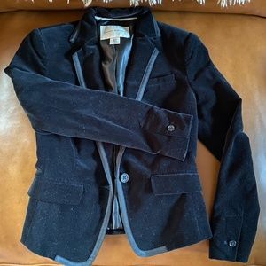 Banana Republic 00P Black Velvet Blazer with Ribbon Trim